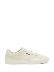 BOSS Natural Embossed Logo Cupsole Suede Trainers - Image 1 of 4