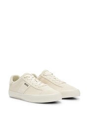BOSS Natural Embossed Logo Cupsole Suede Trainers - Image 2 of 4