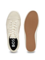 BOSS Natural Embossed Logo Cupsole Suede Trainers - Image 4 of 4