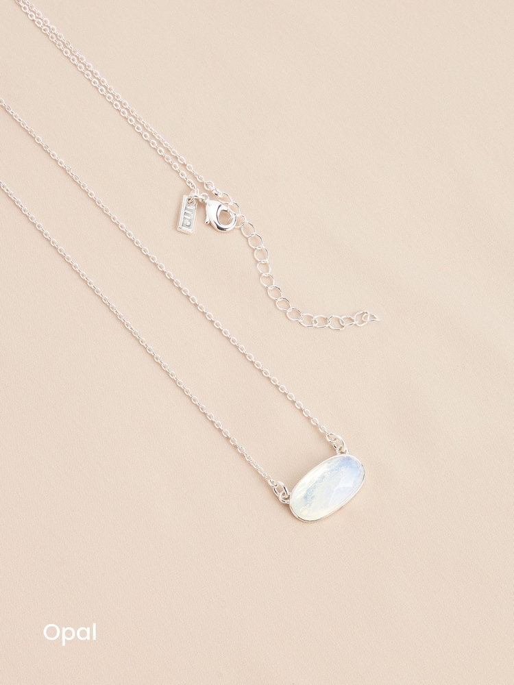 Gold Plated/Silver Plated Oval Semi Precious Stone Necklace - Image 2 of 6