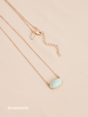 Gold Plated/Silver Plated Oval Semi Precious Stone Necklace - Image 4 of 6