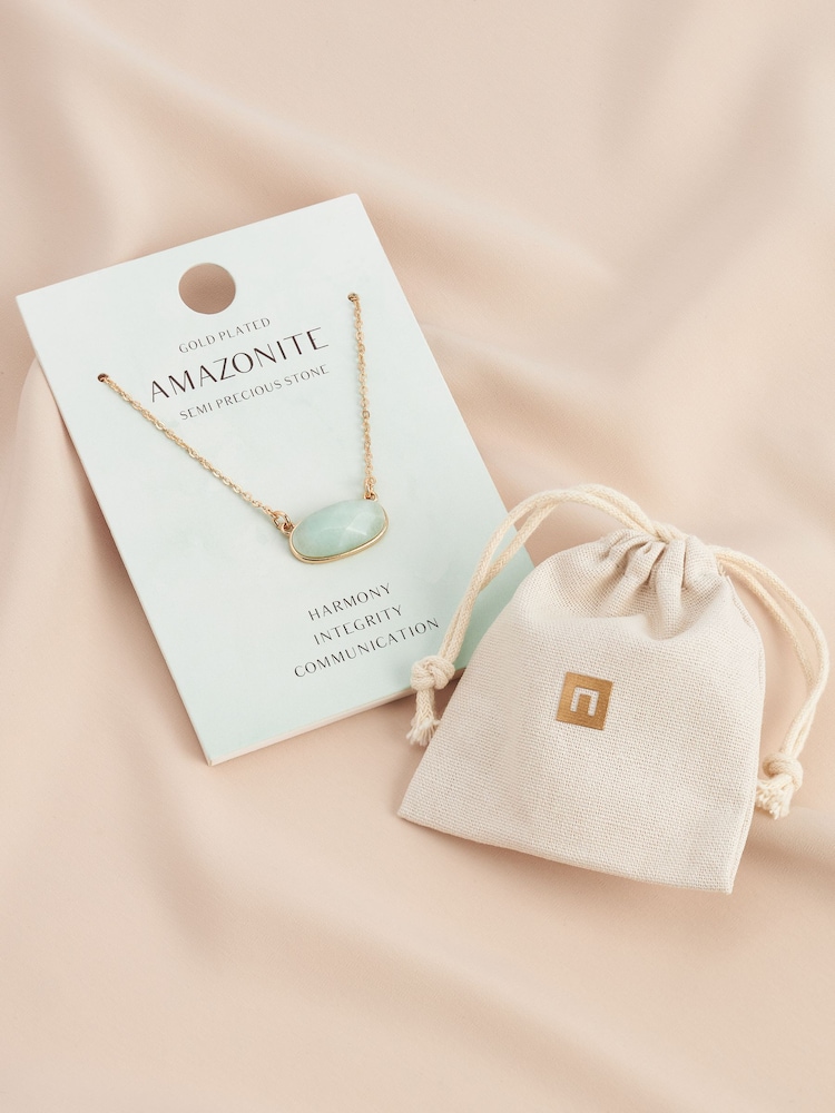 Gold Plated/Silver Plated Oval Semi Precious Stone Necklace - Image 6 of 6