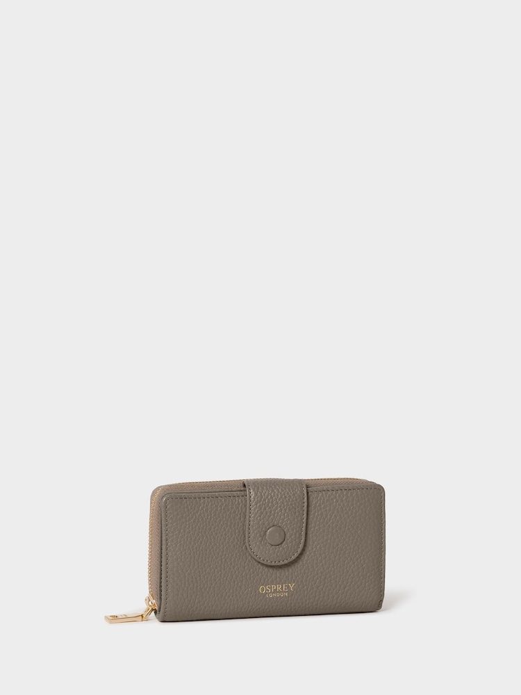 Osprey London Grey The Core Medium Leather Popper Matinee Purse - Image 2 of 6