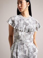 Ted Baker Marlih Cape White Jumpsuit With Ladder Detail - Image 3 of 6