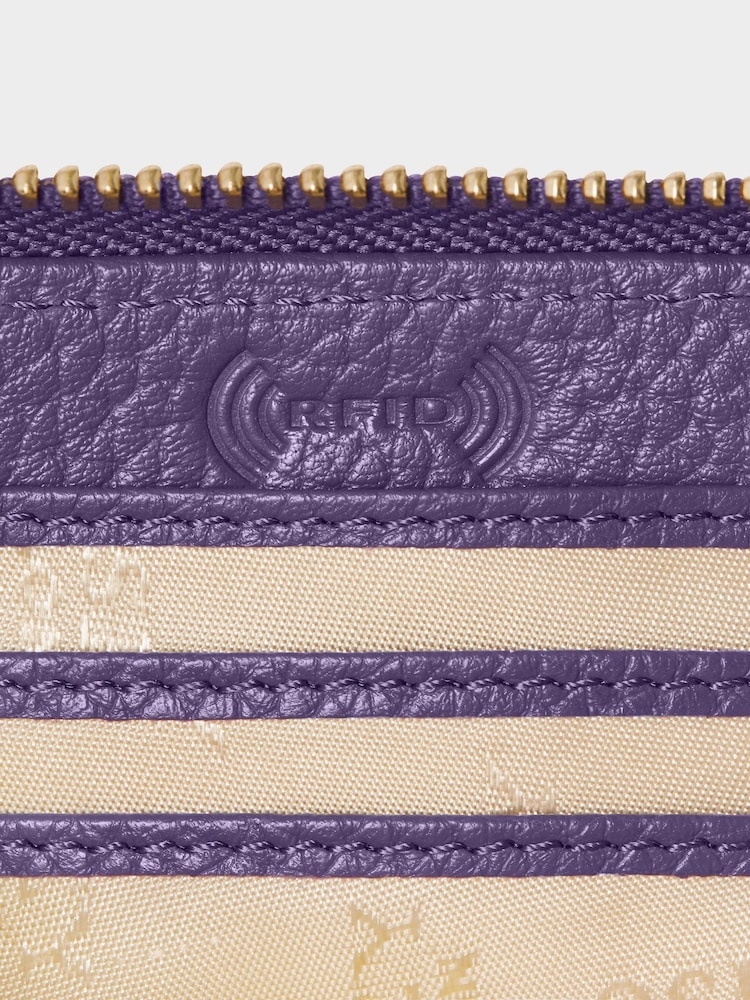 Osprey London Purple The Core Small Leather Zip Around Purse - Image 6 of 6 Osprey London Purple The Core Small Leather Zip Around Purse - Image 6 of 6