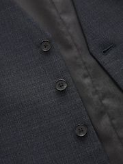 Navy Blue Textured Wool Suit: Waistcoat - Image 10 of 10