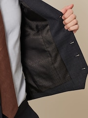 Navy Blue Textured Wool Suit: Waistcoat - Image 4 of 10