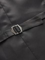 Navy Blue Textured Wool Suit: Waistcoat - Image 9 of 10