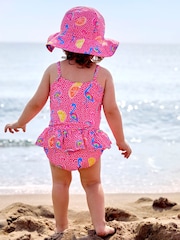 JoJo Maman Bébé Pink Flamingo UPF 50 Floppy Sun Hat - Image 3 of 4