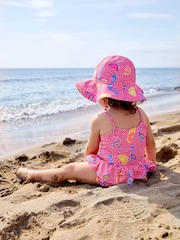 JoJo Maman Bébé Pink Flamingo UPF 50 Floppy Sun Hat - Image 4 of 4
