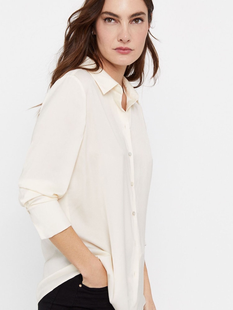 Cortefiel Satin Finish White Shirt - Image 1 of 4