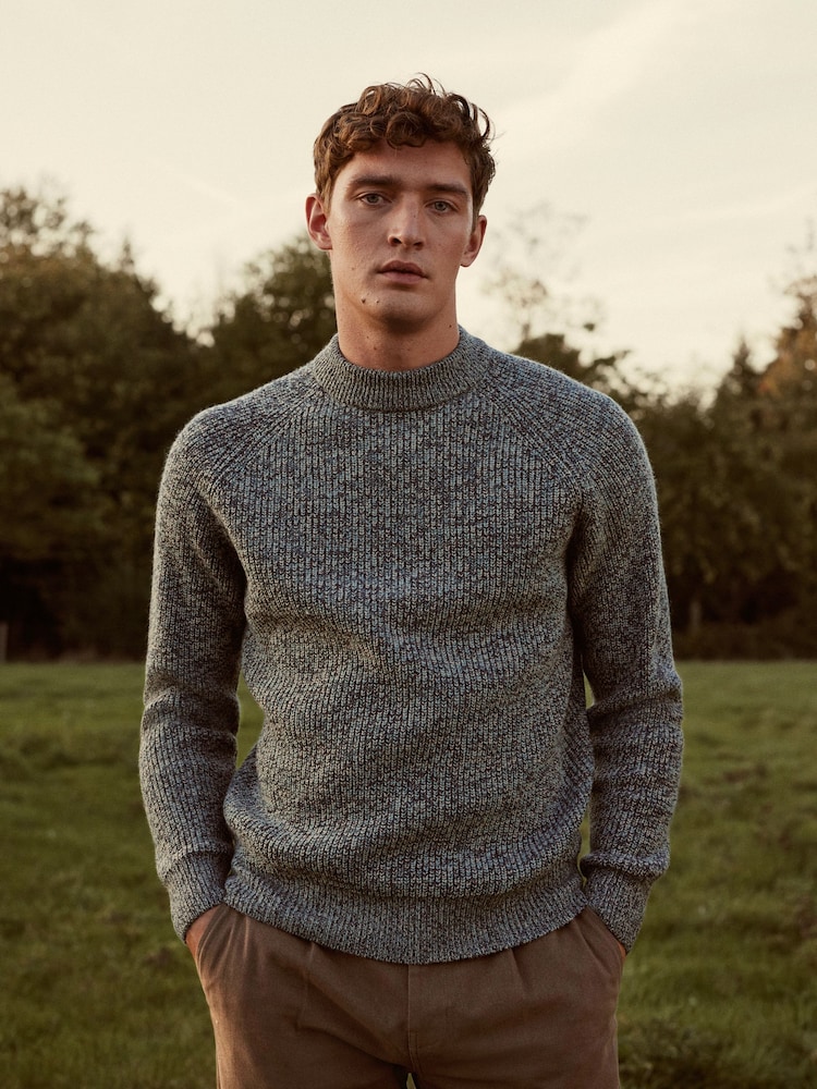Blue Twisted Regular High Crew Jumper - Image 1 of 7