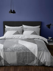 Catherine Lansfield Grey/Black Larsson Geo Duvet Cover and Pillowcase Set - Image 1 of 2