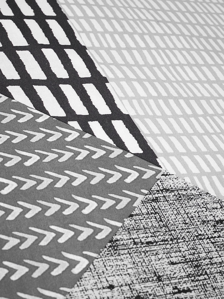 Catherine Lansfield Grey/Black Larsson Geo Duvet Cover and Pillowcase Set - Image 2 of 2