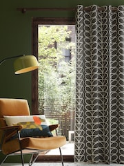 Orla Kiely Grey Eyelet Curtains - Image 1 of 4