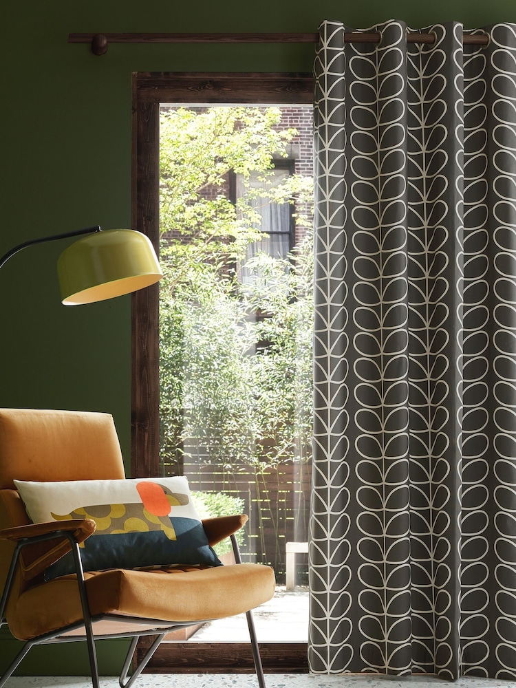 Orla Kiely Grey Eyelet Curtains - Image 1 of 4