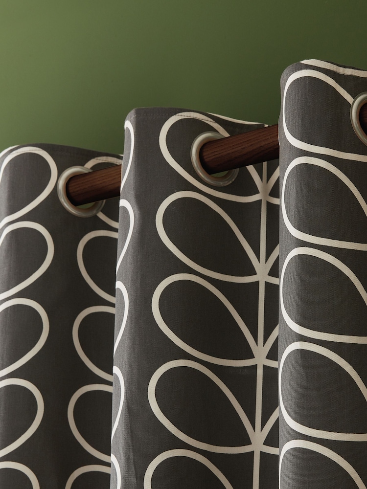 Orla Kiely Grey Eyelet Curtains - Image 2 of 4
