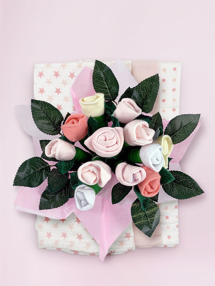 Babyblooms Baby 100% Cotton Pink Welcome Hamper with Frankie Bear Soft Toy - Image 4 of 8