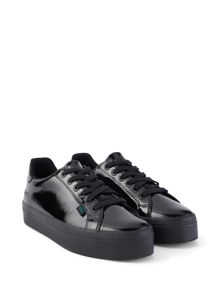 Kickers Black Patent Womens Tovni Stack Leather Trainers - Image 1 of 5