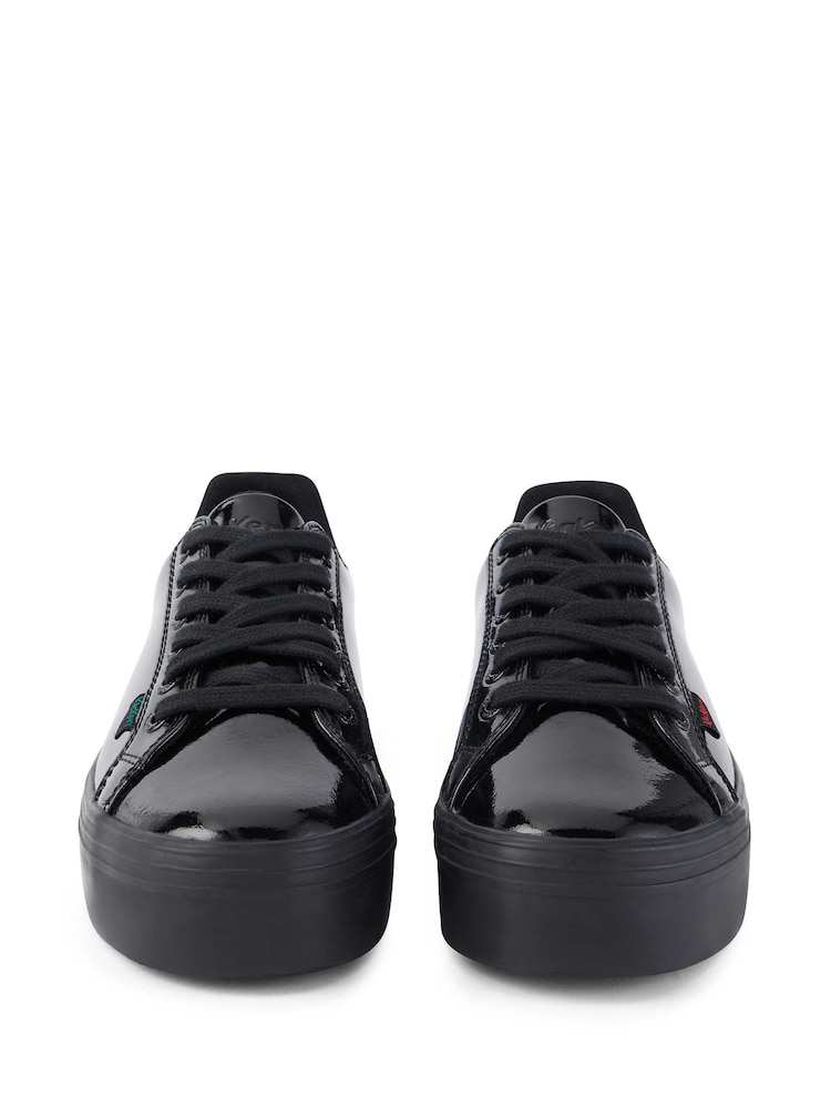 Kickers Black Patent Womens Tovni Stack Leather Trainers - Image 2 of 5