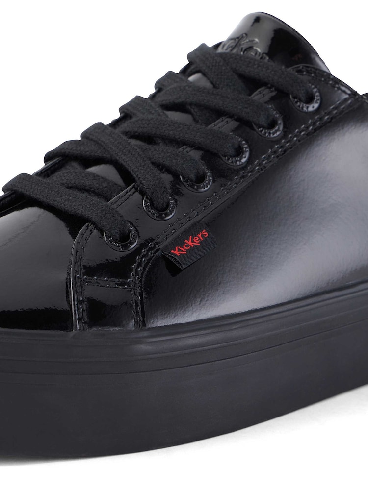 Kickers Black Patent Womens Tovni Stack Leather Trainers - Image 5 of 5