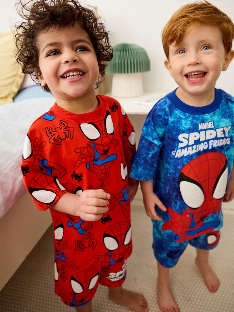 Red/Blue Spidey and Friends 2 Pack 100% Cotton Short Pyjamas (12mths-10yrs) - Image 1 of 10