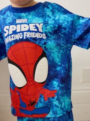 Red/Blue Spidey and Friends 2 Pack 100% Cotton Short Pyjamas (12mths-10yrs) - Image 5 of 10