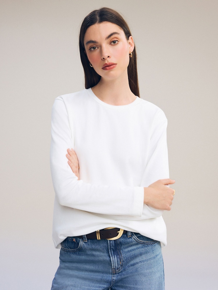 Blanco - Long Sleeve Heavyweight Crew Neck T-Shirt - Imagen 1 de 7