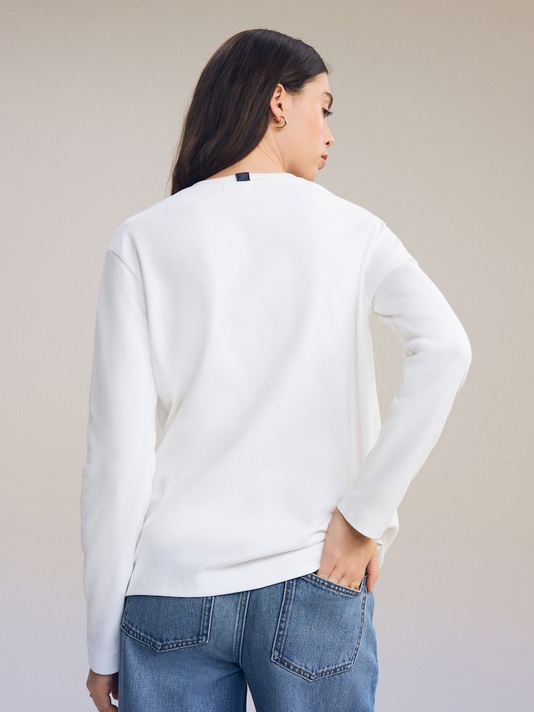 Blanc - T-shirt manches longues Col rond épais - Image 4 of 7