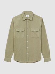 Reiss Mint Cialini Corduroy Twin Pocket Overshirt - Image 2 of 4