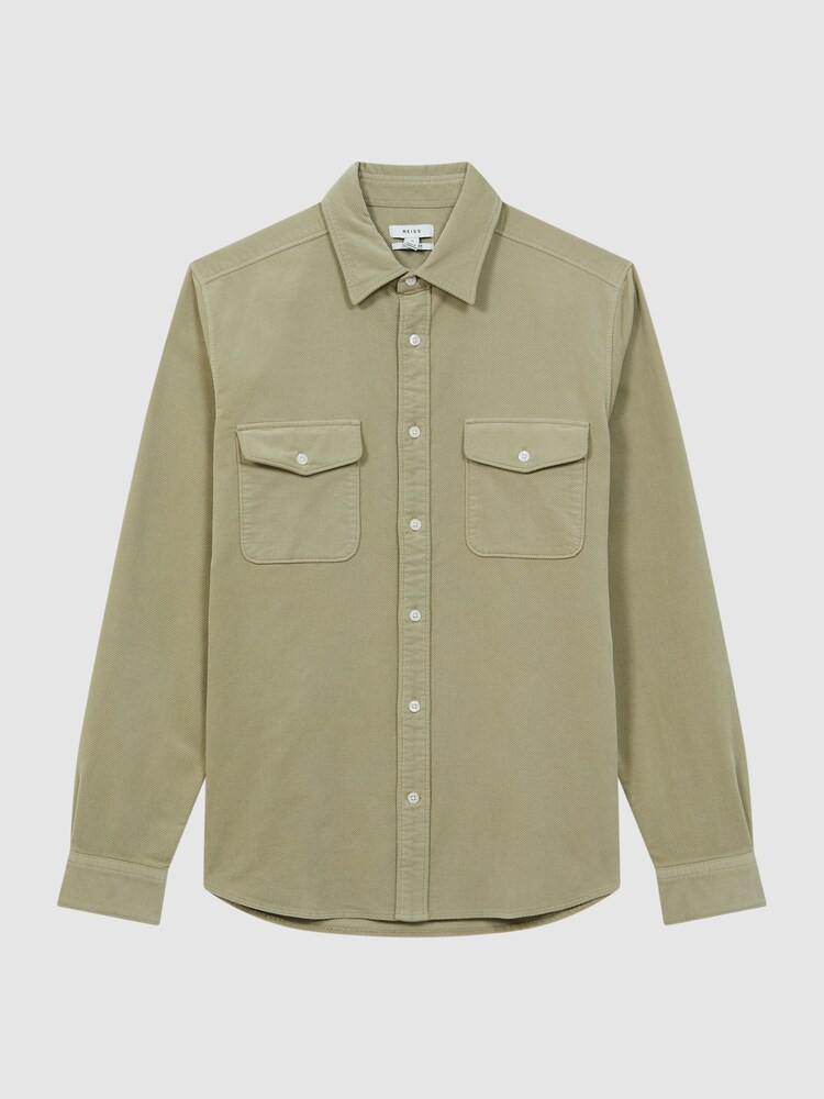 Reiss Mint Cialini Corduroy Twin Pocket Overshirt - Image 2 of 4
