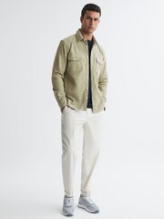 Reiss Mint Cialini Corduroy Twin Pocket Overshirt - Image 3 of 4