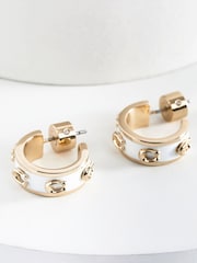 COACH Gold Tone Signature Enamel Hoops Earrings - Image 1 of 3