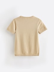 Tan Brown Knitted Textured T-Shirt (3-16yrs) - Image 2 of 3