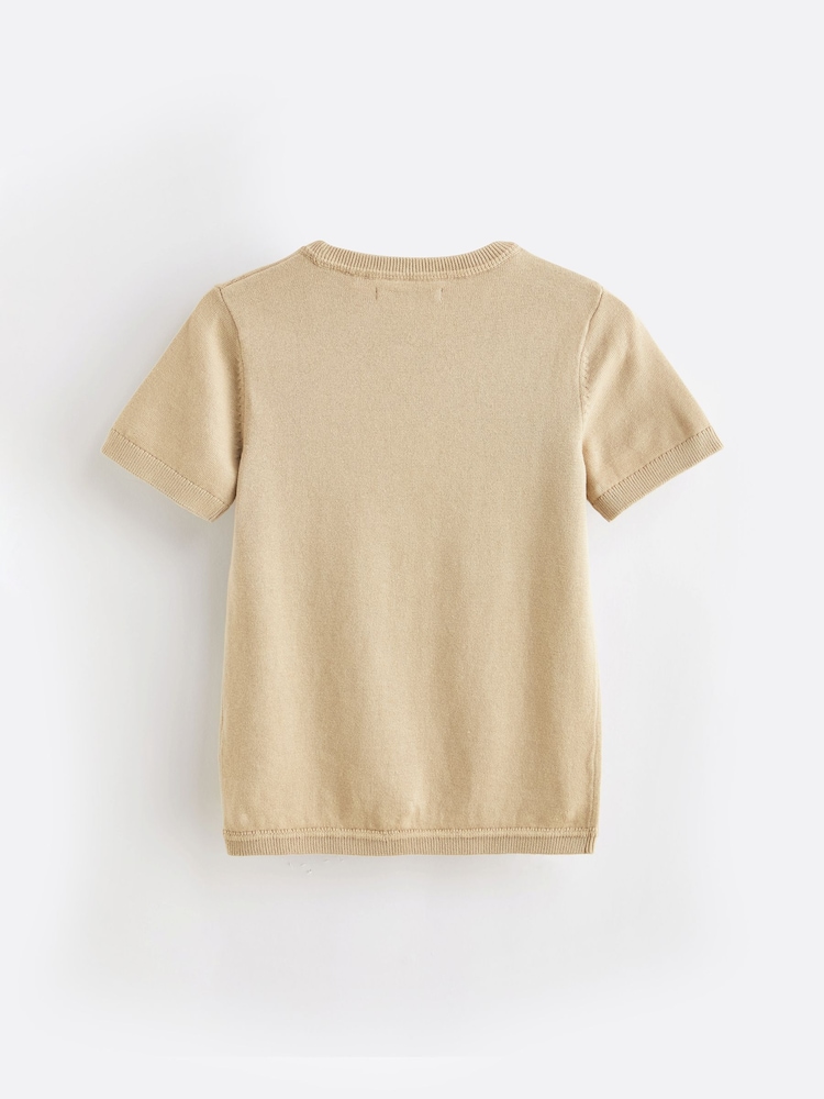 Tan Brown Knitted Textured T-Shirt (3-16yrs) - Image 2 of 3