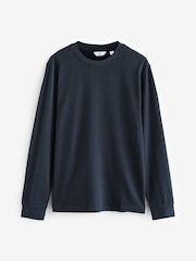 Marineblau/blau - Reguläre Passform - Langärmliges T-Shirt aus 100 % schwerer Baumwolle - Bild 5 von 7