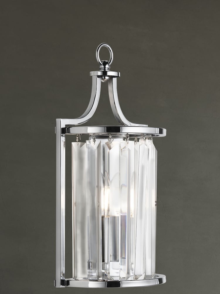 Searchlight Chrome Mystic Wall Light With Crystal Glass - Image 1 of 3 Searchlight Chrome Mystic Wall Light With Crystal Glass - Image 1 of 3