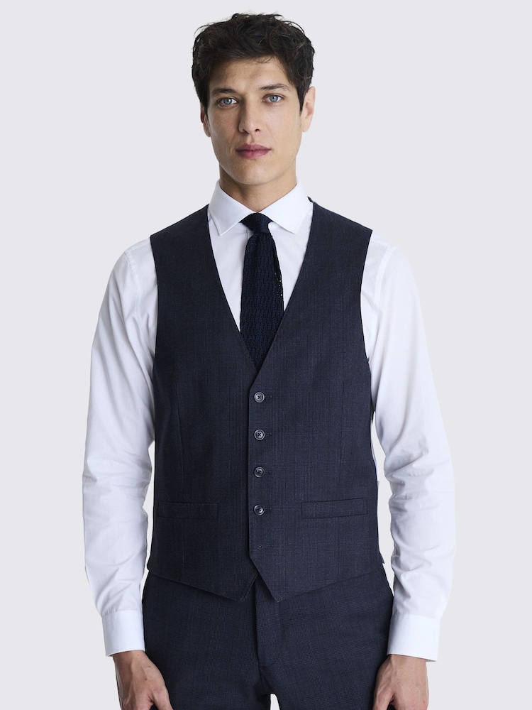 MOSS Tailored Fit Milled Check Suit Waistcoat - Image 1 of 3