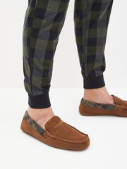 Tan Brown Luxury Signature Suede Moccasin Slippers - Image 1 of 6
