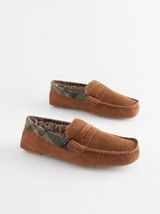 Tan Brown Luxury Signature Suede Moccasin Slippers - Image 2 of 6