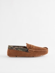 Tan Brown Luxury Signature Suede Moccasin Slippers - Image 3 of 6