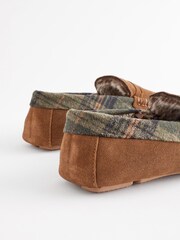 Tan Brown Luxury Signature Suede Moccasin Slippers - Image 4 of 6