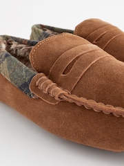 Tan Brown Luxury Signature Suede Moccasin Slippers - Image 6 of 6