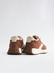 Tan Brown Borg Lined Lace-Up Chunky Trainers - Image 3 of 5