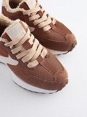 Tan Brown Borg Lined Lace-Up Chunky Trainers - Image 5 of 5
