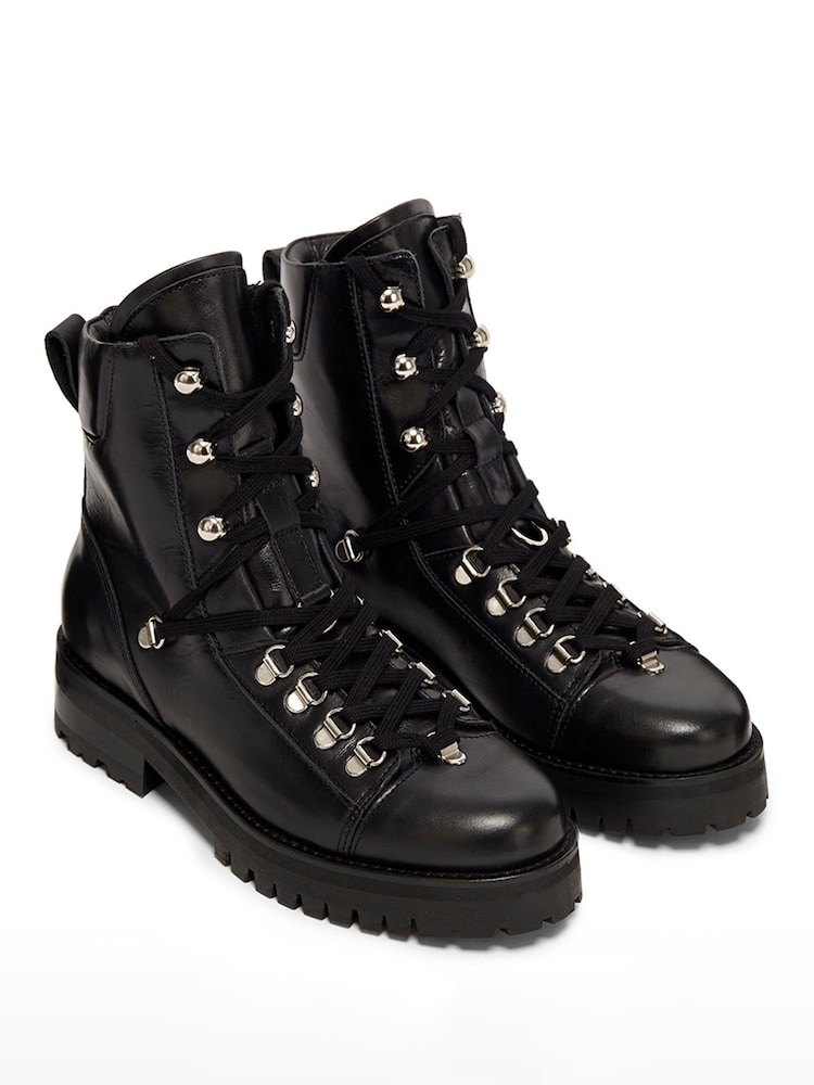 AllSaints Black Franka Ankle Calf Boots - Image 2 of 5