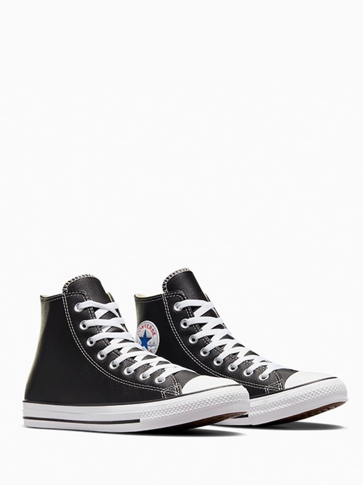 Converse Black Leather High Trainers - Image 5 of 14