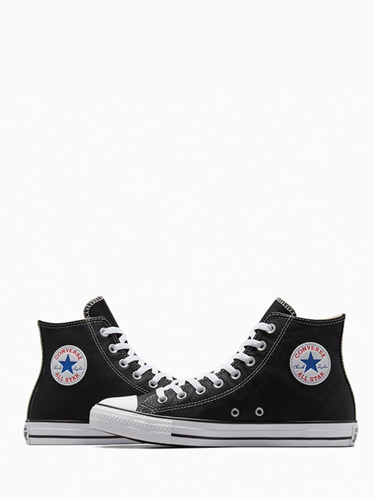 Converse Black Leather High Trainers - Image 6 of 14