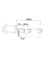 Black 40 Warm White LED Outdoor Festoon Line Lights 9.8M - Image 6 of 6