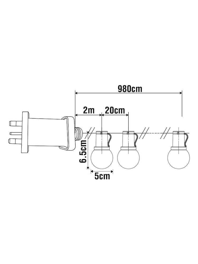 Black 40 Warm White LED Outdoor Festoon Line Lights 9.8M - Image 6 of 6